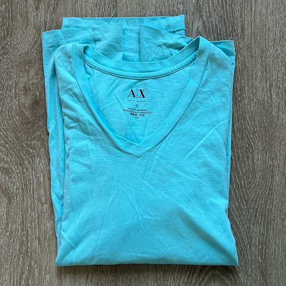 Armani Exchange Mens Short-Sleeve V-Neck Slim Fit T-Shirt Blue Size Small - Picture 1 of 3